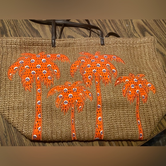 Vera Bradley NWOT Straw Tote Palm Tree Beach Bag - Picture 2 of 5